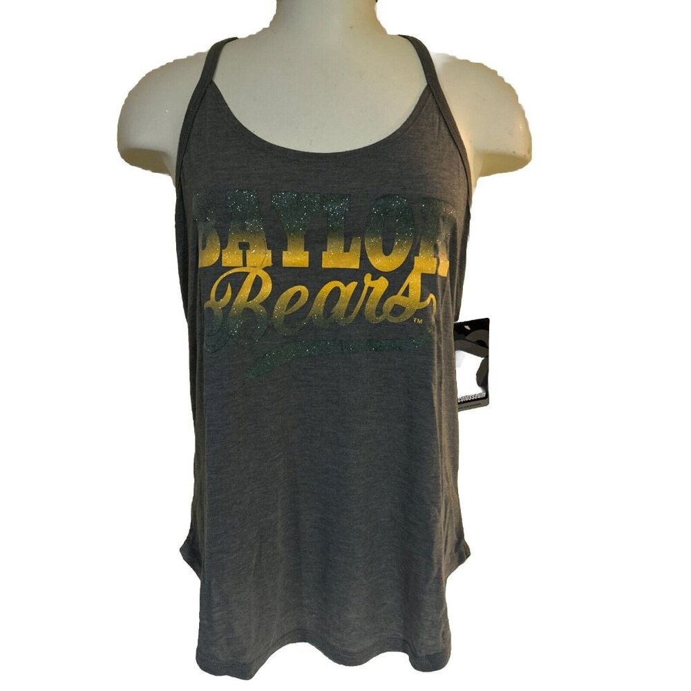 NEW Baylor Bears BU Colosseum Gray Shimmer Racerback Tank Top Shirt Women's M
